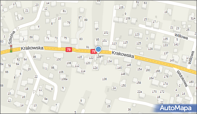 Zabierzów, Krakowska, 128, mapa Zabierzów