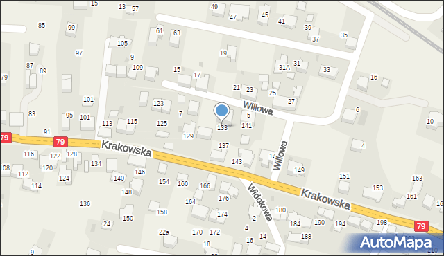 Zabierzów, Krakowska, 133, mapa Zabierzów