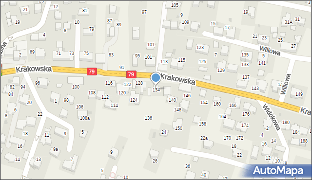 Zabierzów, Krakowska, 134, mapa Zabierzów