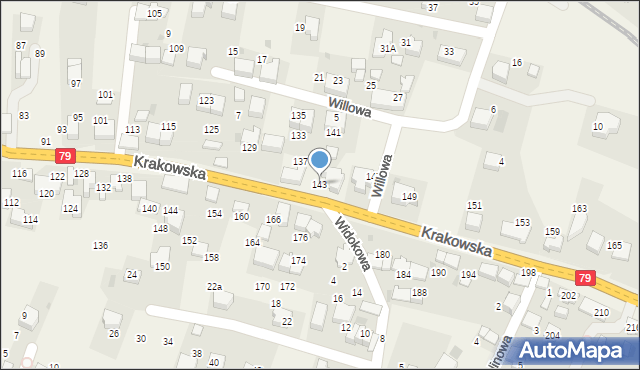 Zabierzów, Krakowska, 143, mapa Zabierzów