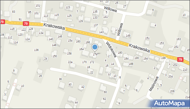 Zabierzów, Krakowska, 174, mapa Zabierzów