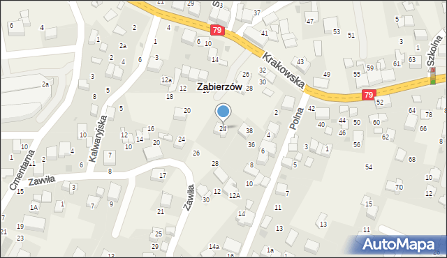 Zabierzów, Krakowska, 24, mapa Zabierzów