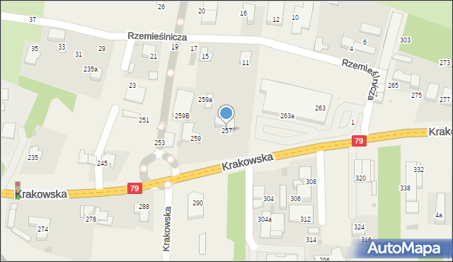 Zabierzów, Krakowska, 257, mapa Zabierzów