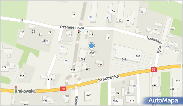 Zabierzów, Krakowska, 259a, mapa Zabierzów