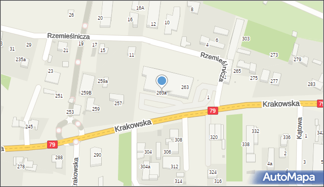 Zabierzów, Krakowska, 263a, mapa Zabierzów