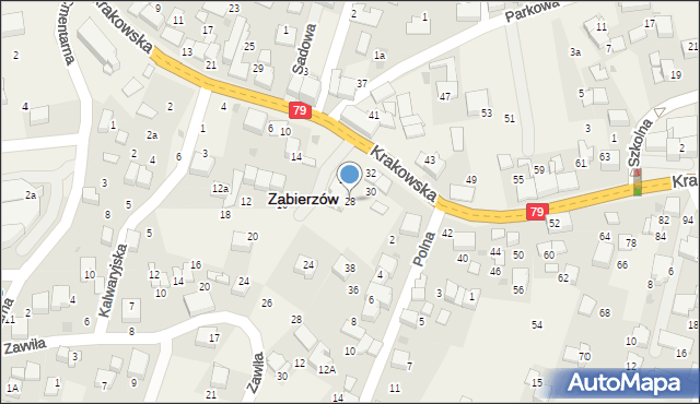 Zabierzów, Krakowska, 28, mapa Zabierzów