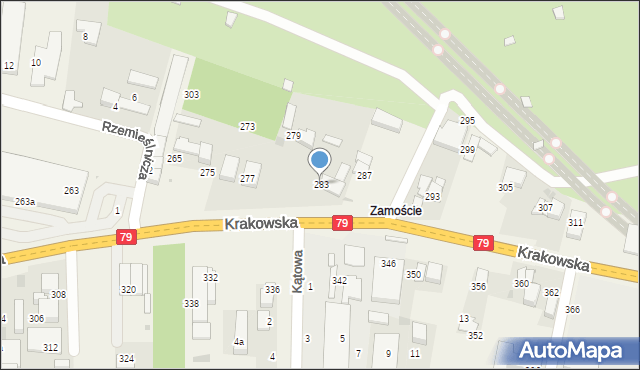 Zabierzów, Krakowska, 283, mapa Zabierzów