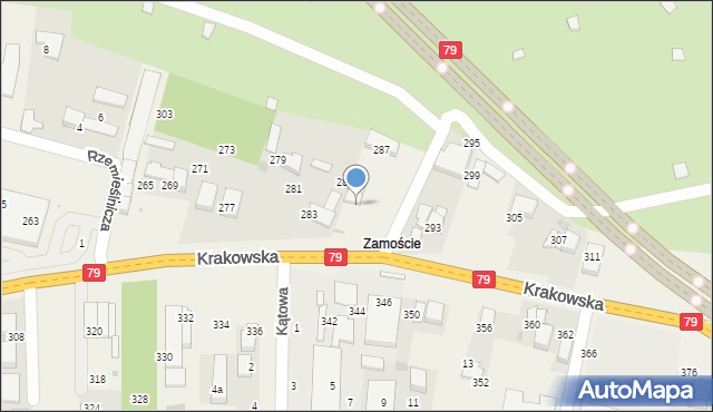 Zabierzów, Krakowska, 287, mapa Zabierzów