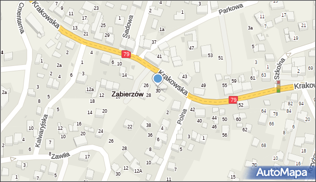 Zabierzów, Krakowska, 30, mapa Zabierzów
