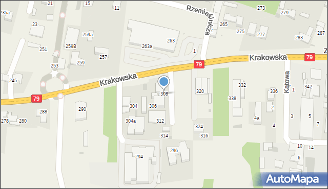 Zabierzów, Krakowska, 308, mapa Zabierzów