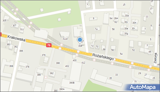 Zabierzów, Krakowska, 319, mapa Zabierzów