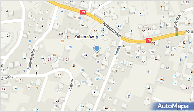 Zabierzów, Krakowska, 38, mapa Zabierzów