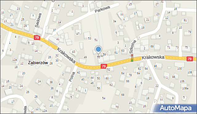 Zabierzów, Krakowska, 55, mapa Zabierzów