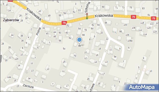 Zabierzów, Krakowska, 68, mapa Zabierzów