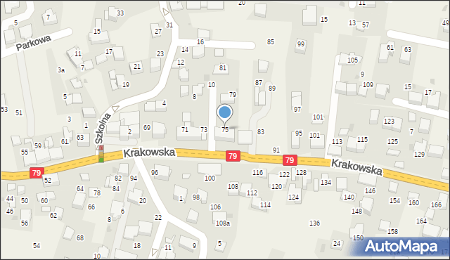 Zabierzów, Krakowska, 75, mapa Zabierzów