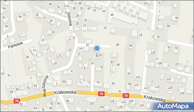 Zabierzów, Krakowska, 81, mapa Zabierzów