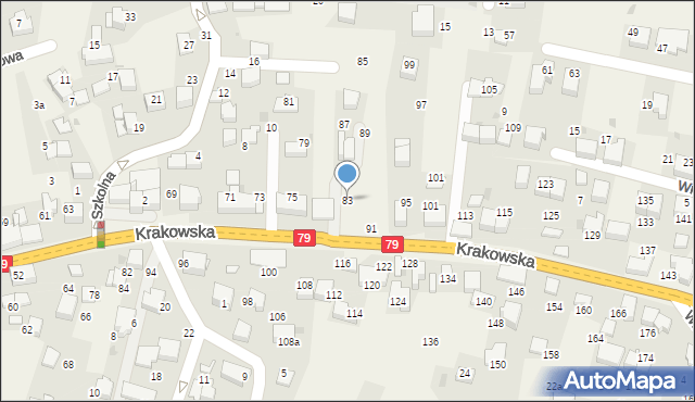 Zabierzów, Krakowska, 83, mapa Zabierzów