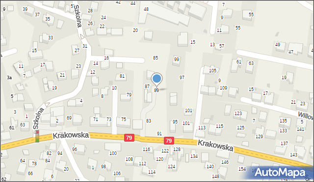 Zabierzów, Krakowska, 89, mapa Zabierzów