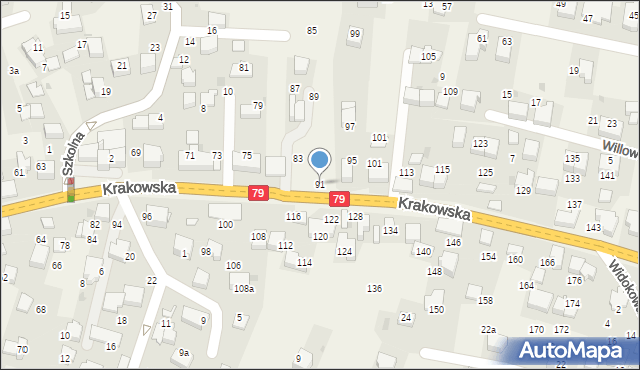 Zabierzów, Krakowska, 91, mapa Zabierzów