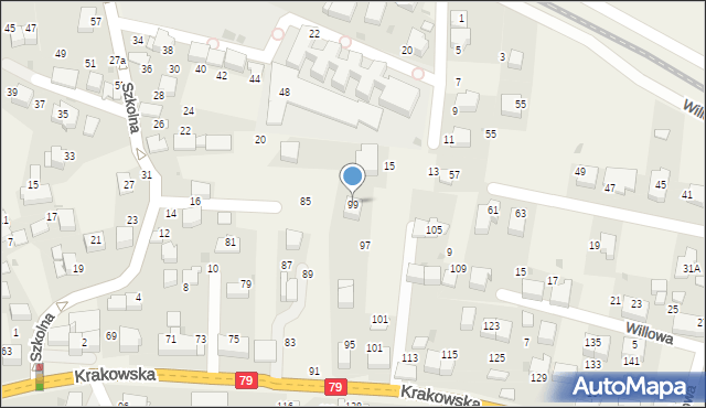 Zabierzów, Krakowska, 99, mapa Zabierzów