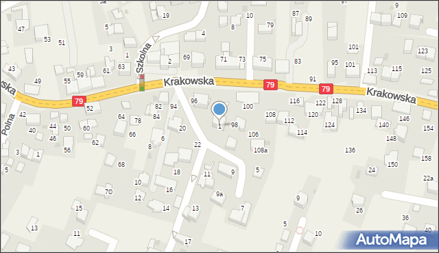 Zabierzów, Krzyżowa, 1, mapa Zabierzów