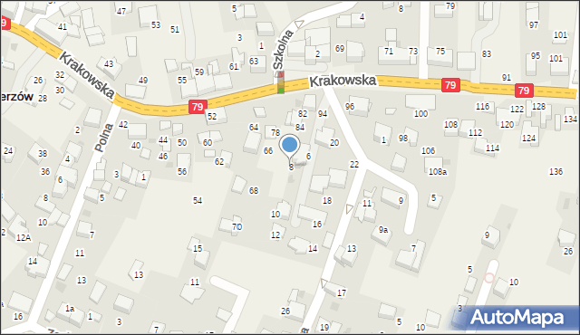 Zabierzów, Krzyżowa, 8, mapa Zabierzów