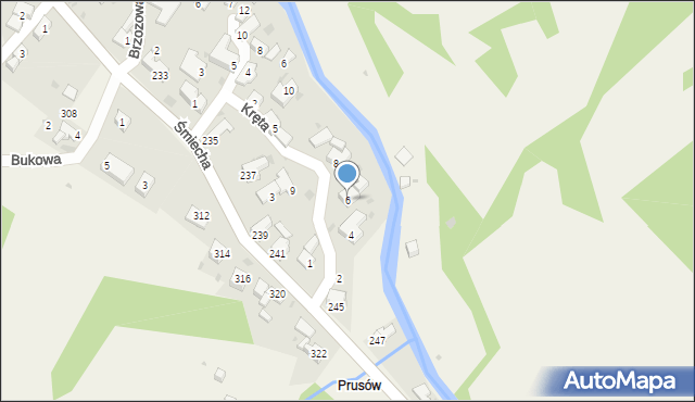 Żabnica, Kręta, 6, mapa Żabnica