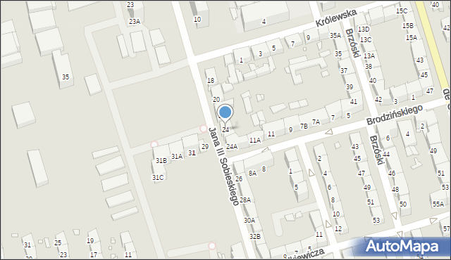 Zabrze, Króla Jana III Sobieskiego, 24, mapa Zabrza