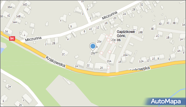 Zabrze, Krakowska, 20b, mapa Zabrza