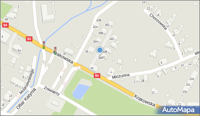 Zabrze, Krakowska, 34A, mapa Zabrza