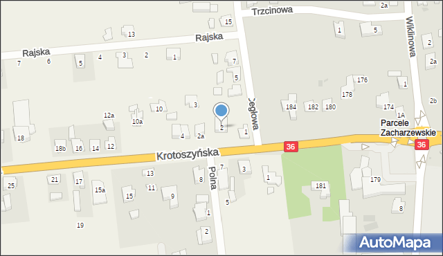 Zacharzew, Krotoszyńska, 2, mapa Zacharzew