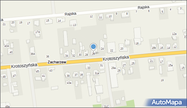 Zacharzew, Krotoszyńska, 26, mapa Zacharzew