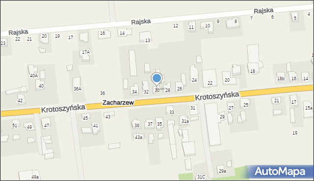 Zacharzew, Krotoszyńska, 30, mapa Zacharzew