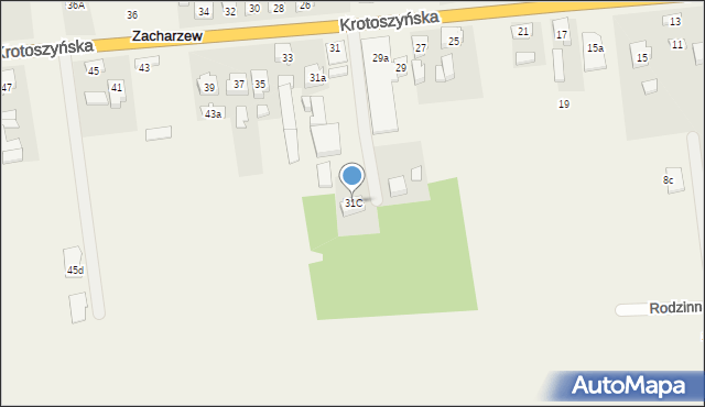 Zacharzew, Krotoszyńska, 31C, mapa Zacharzew