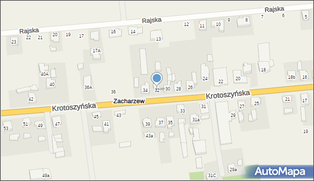 Zacharzew, Krotoszyńska, 32, mapa Zacharzew