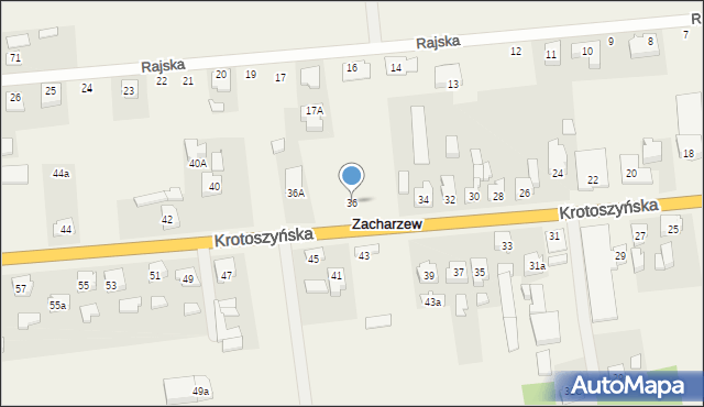 Zacharzew, Krotoszyńska, 36, mapa Zacharzew