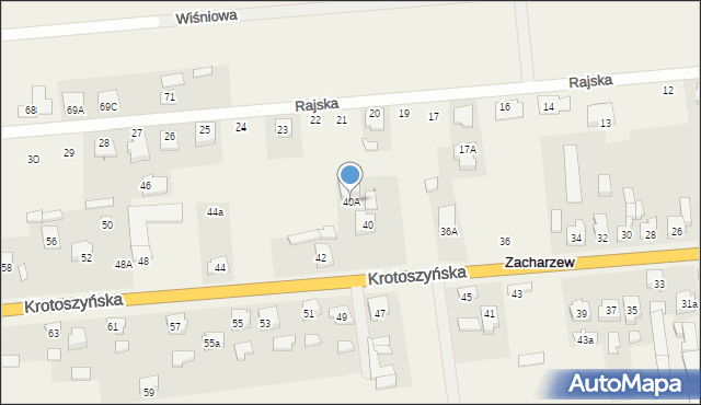 Zacharzew, Krotoszyńska, 40A, mapa Zacharzew