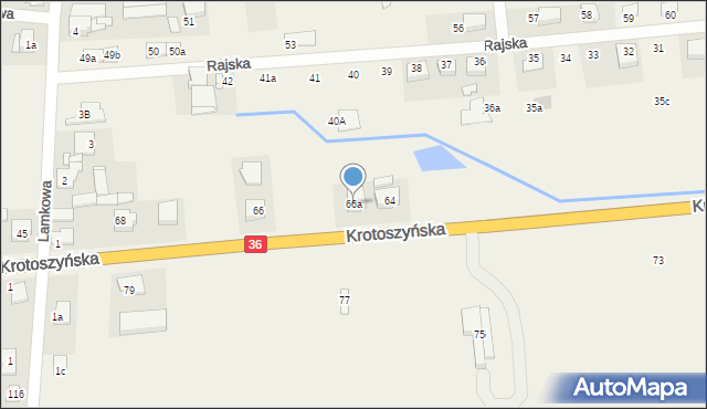 Zacharzew, Krotoszyńska, 66a, mapa Zacharzew