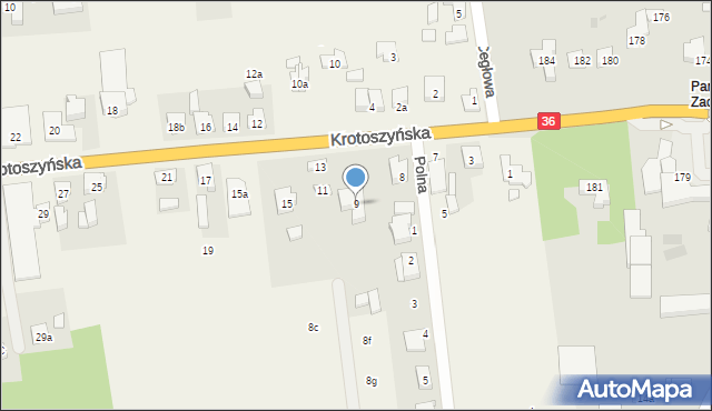 Zacharzew, Krotoszyńska, 9, mapa Zacharzew