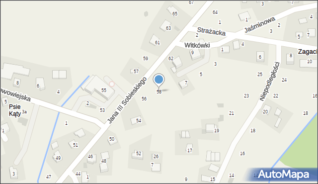 Zagacie, Króla Jana III Sobieskiego, 58, mapa Zagacie