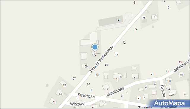 Zagacie, Króla Jana III Sobieskiego, 71, mapa Zagacie