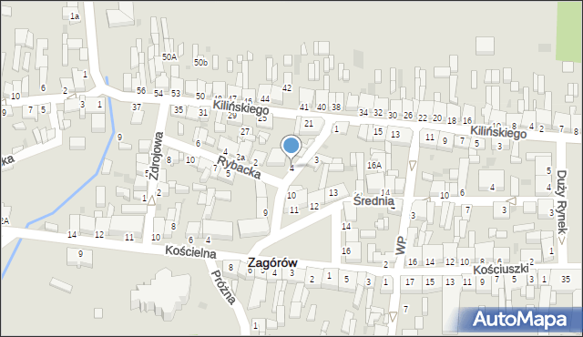 Zagórów, Krzywa, 4, mapa Zagórów