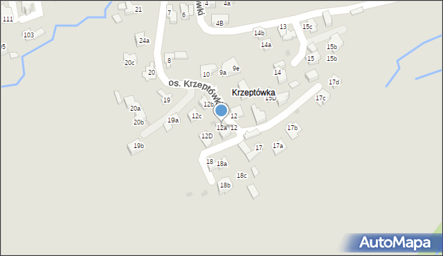 Zakopane, Krzeptówki, 12a, mapa Zakopanego