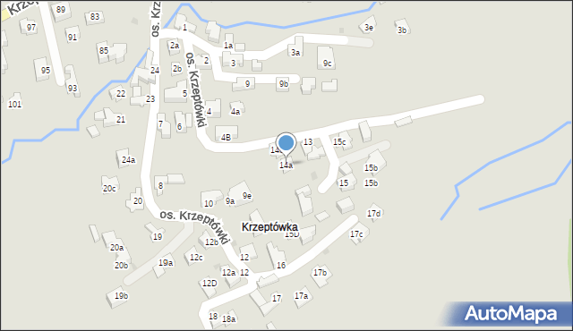 Zakopane, Krzeptówki, 14a, mapa Zakopanego