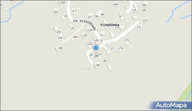 Zakopane, Krzeptówki, 18a, mapa Zakopanego
