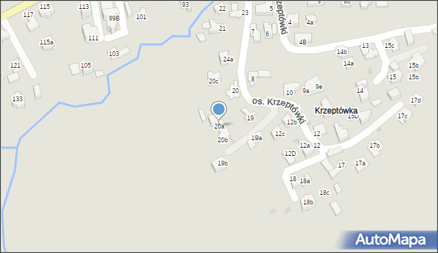 Zakopane, Krzeptówki, 20a, mapa Zakopanego