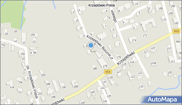 Zakopane, Krzeptówki Boczne, 7, mapa Zakopanego