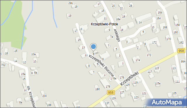 Zakopane, Krzeptówki Boczne, 8, mapa Zakopanego