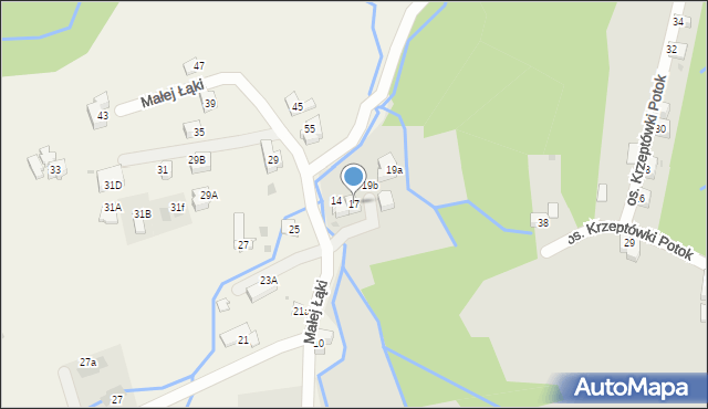 Zakopane, Krzeptówki Potok, 17, mapa Zakopanego