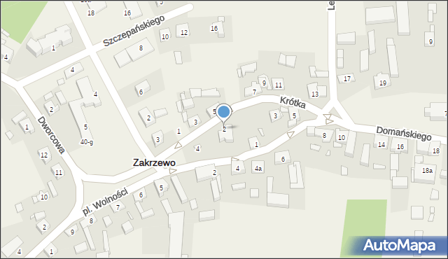 Zakrzewo, Krótka, 2, mapa Zakrzewo